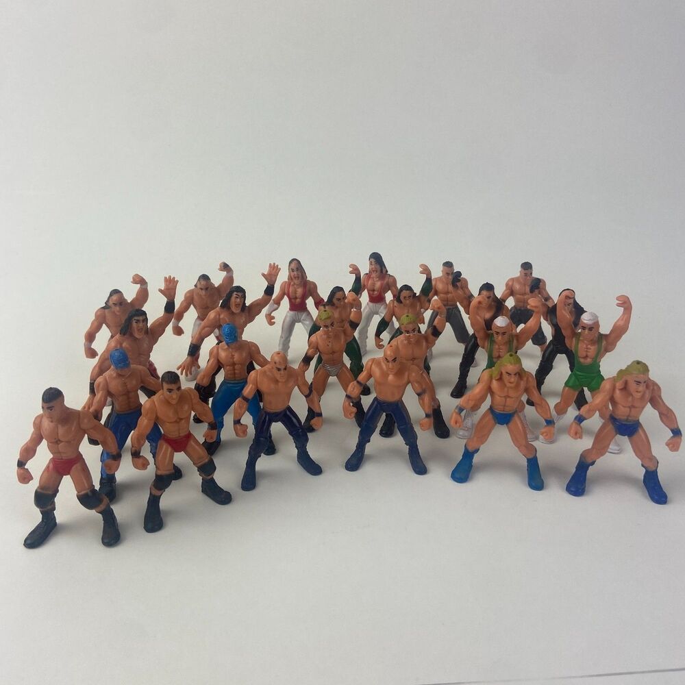 Mini Figure Wrestler Lot Of 24 Unbranded 2" 12 Figure Duplicates Toy Cake Topper